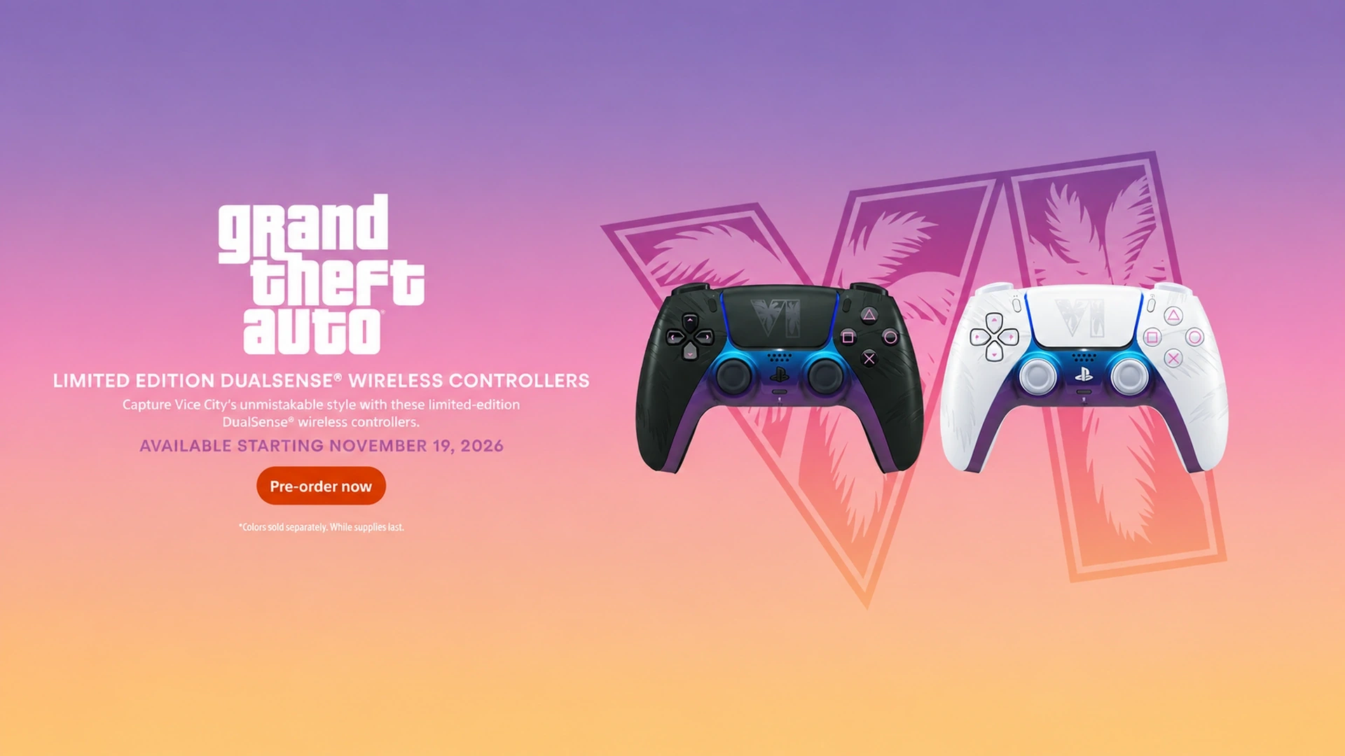 Controles DualSense de edição limitada de GTA VI apresentam designs diurno e neon